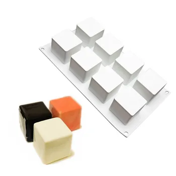 8 Süvend Cube Silikoon Kook Küpsetamine Hallituse Mousse Juust Magustoit Jäätis Šokolaadi Puding Bakeware Hallitusseened Kaunistus Vahendid 180244