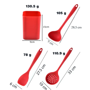 8 Tk/komplekt Punane Silikoon Toiduvalmistamise Riistade Komplekt Küpsetamine Tööriista Hoiustamine Konksud Ladustamise Kopp Spaatliga Lusikas köögiriistad