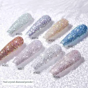 8 Värvi Küünte Kristall Teemant Pulber Klaas Micro Puurimine Glitter Pulber Läikiv Tolmu Pigment Pulber Küünte Kunst Küüned Kaunistamiseks