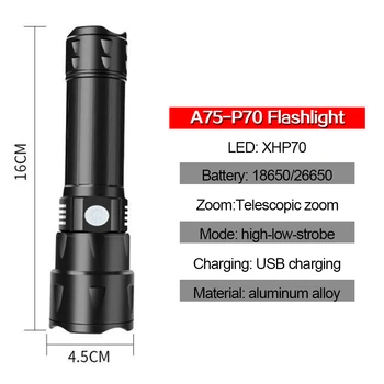 80000 Luumenit LED Taskulamp XHP70 Super Ere Zoomable Tõrvik Laterna veekindel - Parim Telkimine Avarii Välklambid