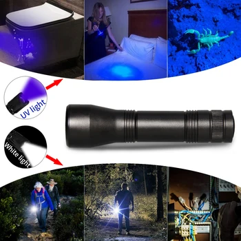 8000Lumens UV-Taskulamp Lilla Valgus Lanterna 395nm Ultra Violet Valguses LED Taskulamp Zoomable Taskulamp, mida 18650 Aku