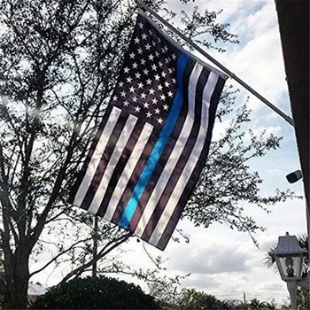 90*150cm Valge Sinine Joon USA Politsei Lipud Õhuke American National Banner Riba Trükitud Tähed Pronksi Kaitserõngad Home Decor 192604