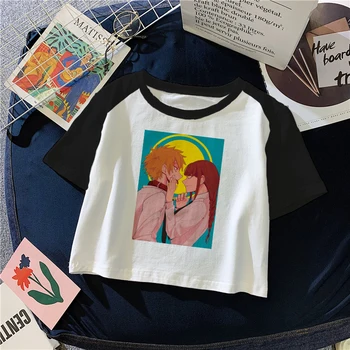 90S Y2K Kawaii Crop Top, T-Särk Naiste Harajuku Tumblr Streetwear Tshirt Naine Jaapani Mootorsae Mees Anime Graafika Trükitud Tees