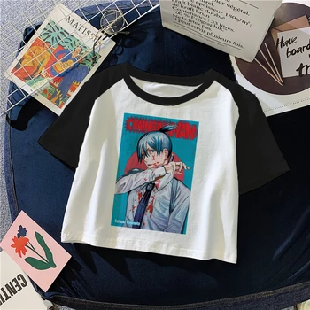 90S Y2K Kawaii Crop Top, T-Särk Naiste Harajuku Tumblr Streetwear Tshirt Naine Jaapani Mootorsae Mees Anime Graafika Trükitud Tees
