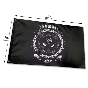90x150cm Kass Salapärane Ennustamine Nõidus Lipu Kaunistamiseks banner