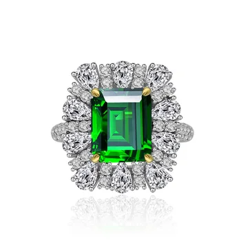 925 Sterling Hõbe 9x11mm Luksus Smaragd Lõigatud Lab Kasvav Smaragdid Naiste Kõrgemate abielusõrmus 102528