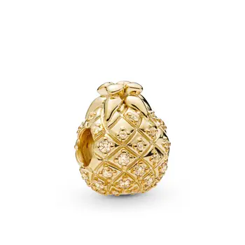 925 Sterling Hõbe Helmed Võlusid Puu-Red Apple Gold Ananassi Crystal Naiste Pandora Charms 925 Originaal Käevõru