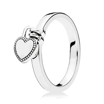 925 Sterling Silver Ring Klassikaline Elegants Abstraktse Elegants Südame-kujuline Lukk, Armastus Südames lukustusrõngas Naiste pan Ehted