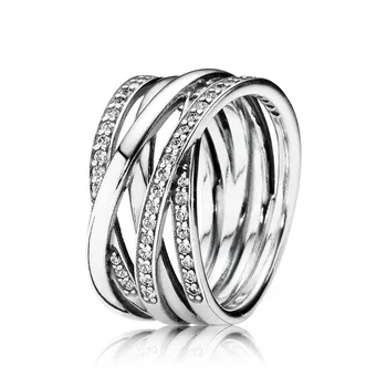925 Sterling Silver Ring Õrnad Tunded Lindi Keerates Rõngad Naiste Pulmapidu Mood Ehteid 60175
