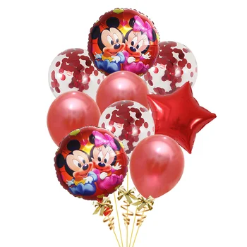 9Pcs Miki Minni Foolium Õhupallid Set Sünnipäeva Teenetemärkide Baby Shower Poiss, Tüdruk Globos Star Konfetit Lateks Asjade Ballon