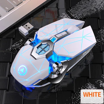 A7 2.4 GHz Wireless Gaming Mouse 7 Värvid Taustavalgustusega Laetav 3 Käiku 1600DPI Reguleeritav 7 Nööpi Vaikne Optilised Hiired PC 69809