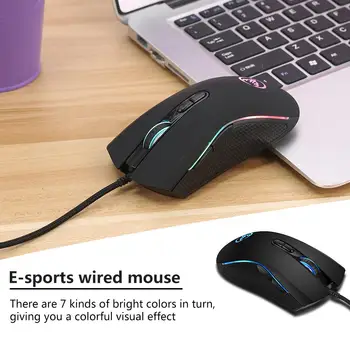 A869 USB Juhtmega hiire mäng Värvikas Mäng Hiir 3200DPI 7Keys Optilised Hiired must mängijate kontoris