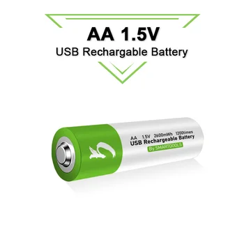 AA 1,5 V taaslaetavat 2600mWh USB-AA laetav li-ion aku kaugjuhtimispult hiirt, väike ventilaator Elektriline mänguasi aku + Kaabel 116332