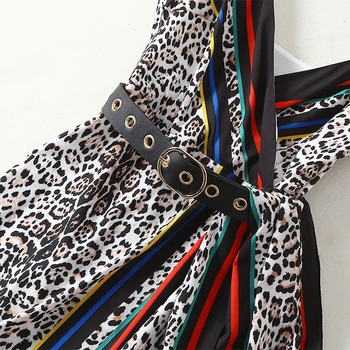 AELESEEN Raja Moe Suvel Naiste Kleit 2021 Disainer Spagetid Rihm Seksikas V-Kaelus Leopard Printida Värviline Triibuline Split Kleit