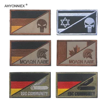 AHYONNIEX 1TK Saksamaa Spartan Iisraeli Lipu plaaster saksa Black Hawk Lipu Armband Seljakott Kleebis Märgid DIY Applique