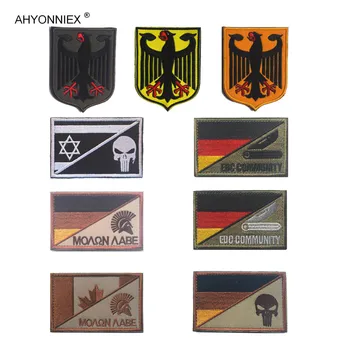 AHYONNIEX 1TK Saksamaa Spartan Iisraeli Lipu plaaster saksa Black Hawk Lipu Armband Seljakott Kleebis Märgid DIY Applique