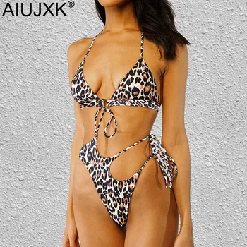 AIUJXK Uute tulijate 2021 Leopard Ühes Tükis Swimsuti Naiste Sexy Sidemega Thong Bikini Beach Kanda Supelrõivad Monokini trikoo