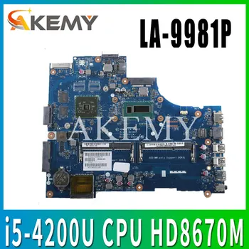 AKEMY VBW00 LA-9981P emaplaadi DELL 15R 3537 5537 Sülearvuti emaplaadi i5-4200U CPU HD8670M originaal emaplaadi Test
