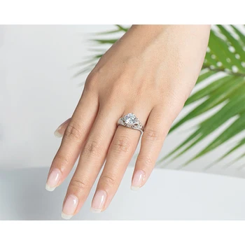 ANZIW 2-Karaadine Ümmargune Lõigatud Rõngas Simuleeritud Teemant Engagement Pulm Sterling Silver Ring Luksus Ehted Naistele zilveren ringi