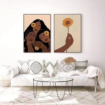 Aafrika Boho Kuninganna Must Naine Põhjamaade Seina Art Lõuend Maali Plakatid, Prindid, Abstraktse Seina Pildid Esteetiline Kodu Decoratio