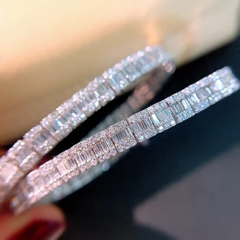 Aazuo Päris 18K Valge Kuld Tõeline Teemant 3.6 ct Mood Trapets Käevõru Naine Kallis Trendikas Pulmad Engagement Pool