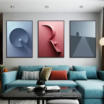Abstraktne Geomeetriline Arvud Esindavad inglise Tähed ja Printida Plakateid Kodu Kaunistamiseks Lõuend Joonis elutuba Seinamaaling 26pieces