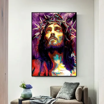 Abstraktne Jeesuse Portree Lõuend Maalid ja Plakatid Kodu Sisustamiseks elutuba Art Pilt Teenetemärgi Frameless Maali