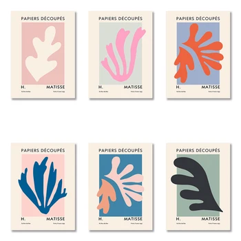 Abstraktne Matisse Muuseum Näitus Canvas Poster Retro Värvikas Lille Lehed Dekoratiivsed Värvimistööd Prindi Office ' I Interjöör Tuba Decor