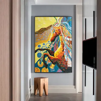Abstraktne Suurepärane Värvikas Hobune õlimaal Plakati Print Euroopa Pilt Seina elutoa Seina Art Salon raamita