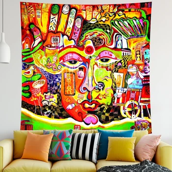 Abstraktne käsitsi maalitud graffiti home art dekoratiivsed vaip, Bohemian dekoratiivsed psühhedeelne stseeni Hipi magamistuba leht jooga matt 180085