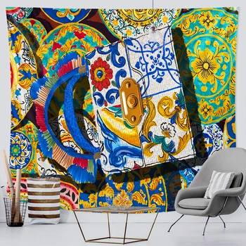 Abstraktne käsitsi maalitud graffiti home art dekoratiivsed vaip, Bohemian dekoratiivsed psühhedeelne stseeni Hipi magamistuba leht jooga matt