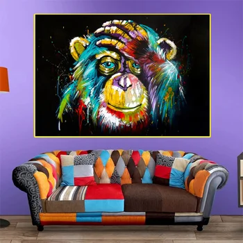 Abstraktne loomade plakat, akvarell kunsti maali mõtlemine ahv seina lõuend print maali frameless elutuba kodu kaunistamiseks 112398
