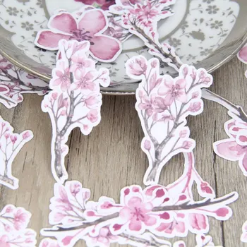 Akvarell Ilus Roosa Peach Blossom Lill Scrapbooking Kleebised Taim DIY Käsitöö Õie Dekoratiivne Kleebis Pack
