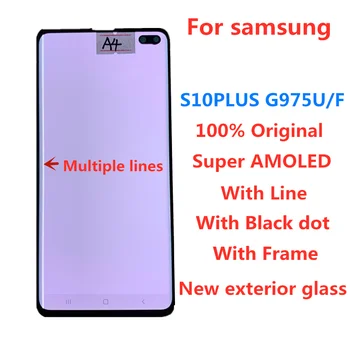 Algne AMOLED Line või Must täpp SAMSUNG Galaxy S10+ S10PLUS LCD G975F G975U Ekraan Puutetundlik Varuosad
