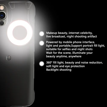 Algne Case For iphone 12 11 pro max LED Selfie Ringi Flash Kerge Kaasaskantav Flash Kaameraga Telefon Korral Katta Taskulamp x-xr, xs max
