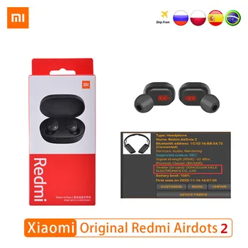 Algne Xiaomi Airdots 2 Juhtmeta Kõrvaklapid Redmi Airdots 2 TWS Bluetooth Kõrvaklapid Müra Vähendamine Automaatne Link 100tk/Palju