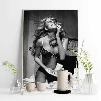 Ameerika Laulja Mariah Carey Must Ja Valge Vintage Kunsti Portree-Plakat, Staar, Näitleja Seksikas Art Prints, Fännid Koguda Seina Kleebis