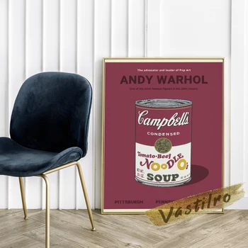 Andrew Warhol Näituse Plakat, Campbell 'S Suppi Purki Wall Decor, Roosa Valge 32 Campbell' S Suppi Purki Seina Art, Warhol Art Prints