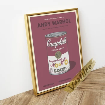 Andrew Warhol Näituse Plakat, Campbell 'S Suppi Purki Wall Decor, Roosa Valge 32 Campbell' S Suppi Purki Seina Art, Warhol Art Prints
