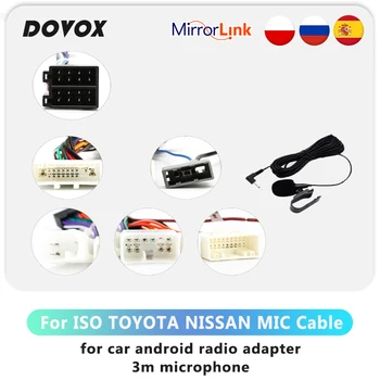 Android autoraadio Adapter ISO Toyota Nissan Auto Power Adapter Välise Mikrofoni Kaabel 3m Universaalne Multimeedia Mängija