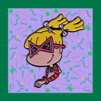 Angelica Marineeritud Chuckie Rinnamikrofon Pin Reptar Baar Pääsme Beebi Maailma 90s Nostalgiline Cartoon Sõle Rugrat Seeria Kogumise Ehted