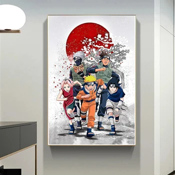 Anime Naruto Plakat Big Wall Art Decor Raamimata Print Lõuend Jaapani Maali Poster Maali Elutoas Kodu Kaunistamiseks