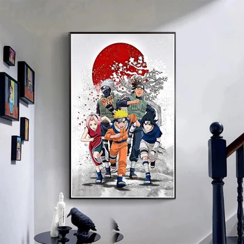 Anime Naruto Plakat Big Wall Art Decor Raamimata Print Lõuend Jaapani Maali Poster Maali Elutoas Kodu Kaunistamiseks