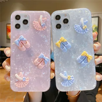Armas Roosa-Valge Conch Shell Cartoon Telefon Case For iPhone 12 11Pro Max SE 6 6s 8 7 Pluss XR, XS Max X Bling Marmor Silikoonist Kate 1357