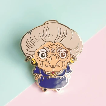 Armas Spirited Away Vanaema Raske Emailiga Pin-Cartoon Salapärane Nõid Pääsme Prossid Anime Filmi Fänn Kunsti Laekuva Ehted Kingitused