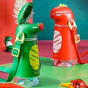 Armas Vee Pudel Õled Kaasaskantav Kooli Plastikust Loominguline Cartoon Dinosaurus Kuju Veekeetja Kooli Vee Pudel Lastele