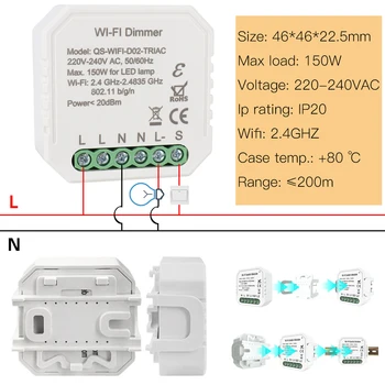 Aruka Elu WiFi Light Dimmer Lüliti moodul Led Riba dimmer 1gang 220V~240V interruptor Tuya APP Kaugjuhtimispuldi Tööd Alexa