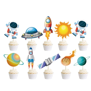 Astronaut Universum Teema Ühekordsed Nõud Set Plaadid Tassi Salvrätikud Pool Astronaut Tagasi Moon Õhupallid Cake Toppers