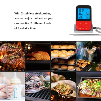 AsyPets Traadita Veekindel BBQ Termomeeter Digitaalne Toiduvalmistamise Liha ja lihatooted Köök Grillimine Ahju Termomeeter Taimer