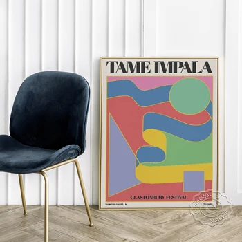 Austraalia Psühhedeelne Muusika Projekti Tame Impala Kontserdi Plakat, Glastonbury Festival Graafika, Värviline Korrapäratu Muster, Ornament